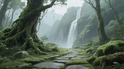 绿色护眼森林瀑布