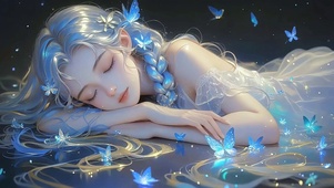 4K 银蝶梦眠少女・蓝蝶