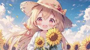 向日葵动漫插画女孩