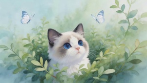 绿叶从里猫咪