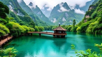 清新绿色治愈山水