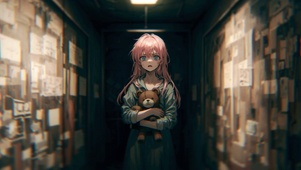抱熊小女孩