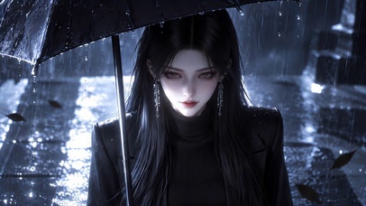 雨夜冷艳少女