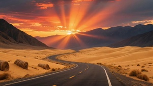 夕阳下的道路