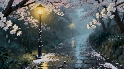 雨天的樱花小路