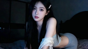 居家床边温柔美女