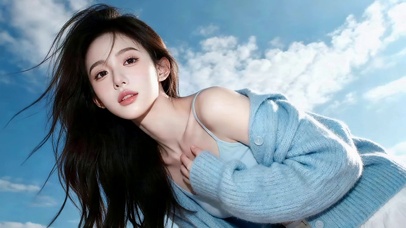 治愈蓝天下女孩