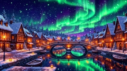 极光雪水古镇