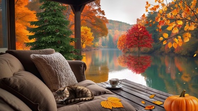 静谧深秋落叶雨