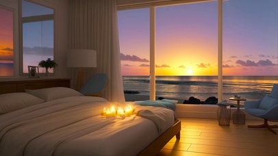 治愈夕阳海边小屋