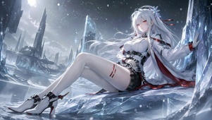 冰雪银发二次元美少女