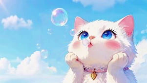 吹泡泡的猫（无时钟版）