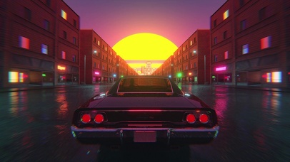 落日粉空 汽车街景