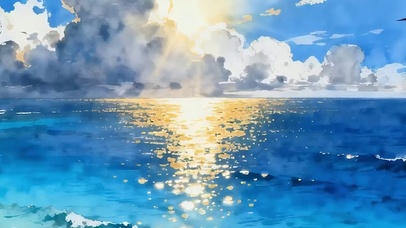 白云树木海景带鱼屏