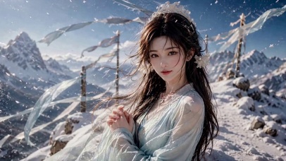 雪山古风仙气美女
