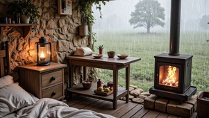 【雨景】田野里的简易房