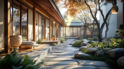 新式园林庭院景观美景