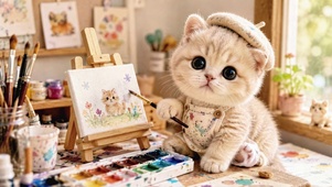 画画的可爱小奶猫