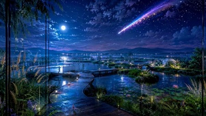 星夜流光湖畔