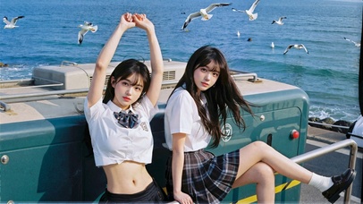 海边清纯可爱少女