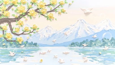 金花枝影映雪湖