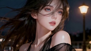 风吹风情女孩