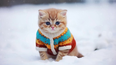 雪中萌猫咪