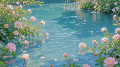 清溪粉花浪漫治愈风景