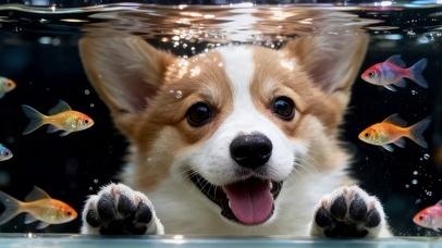狗狗看鱼