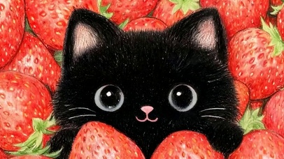 草莓猫咪带鱼屏