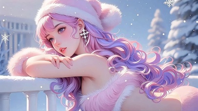 粉色系冬日少女