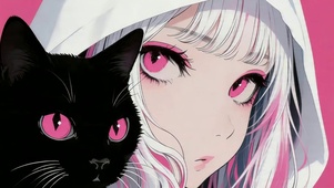 女孩和黑猫
