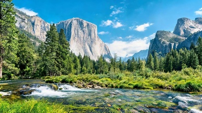 清新高山河流自然风景