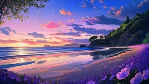 夕阳海