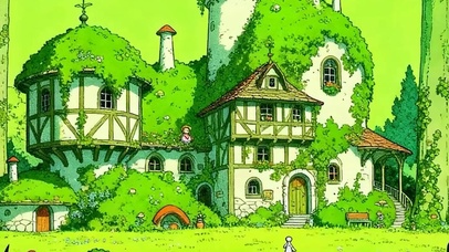 护眼绿景树木带鱼屏