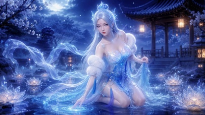 月夜冰晶古风美人