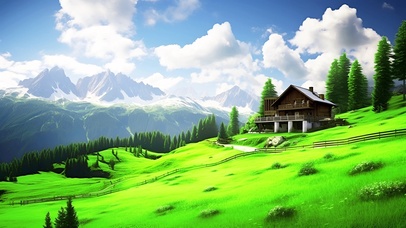 唯美小屋自然风景