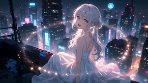 星空下的少女