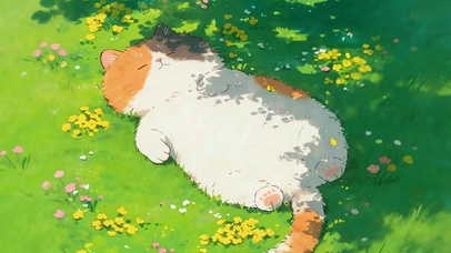 草坪打盹儿小猫