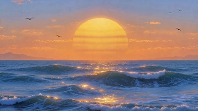 海上落日余晖