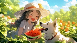 夏日田间少女