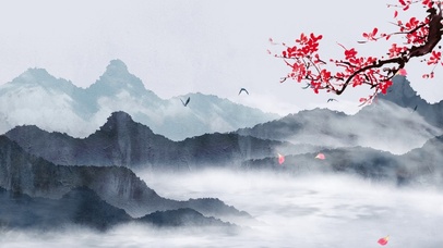 寒江雾霾，日出东山