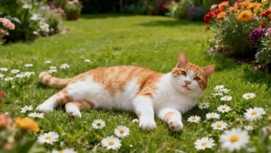 躺在草地上的猫咪
