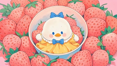 小清新可爱鸭鸭草莓抱抱桶