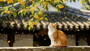 桂花树下猫咪