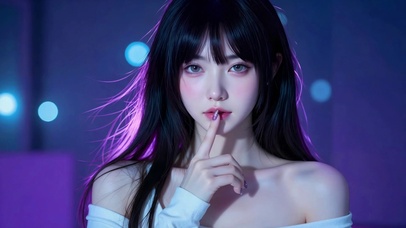 暗紫氛围感清冷美女