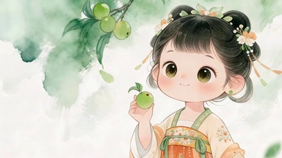 水墨青梅女孩