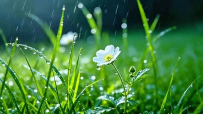 治愈护眼白花小雨4K