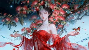 蝶舞红绡