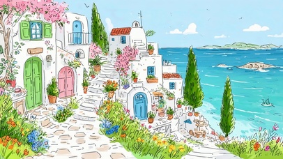 小清新插画海景风景